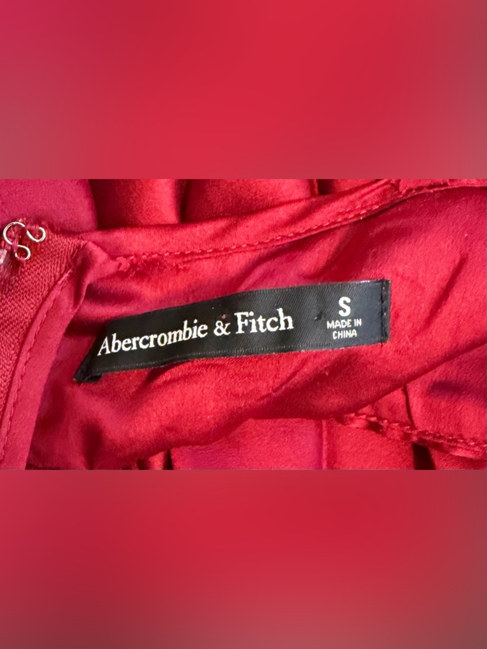 Abercrombie Giselle Red Maxi Dress Size S Cut Out Pleated Romantic Wedding Guest - Picture 7 of 7